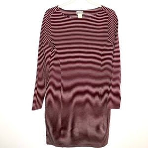 Duluth Trading Company Dress Medium Wine White Striped Ponte Pro Knit